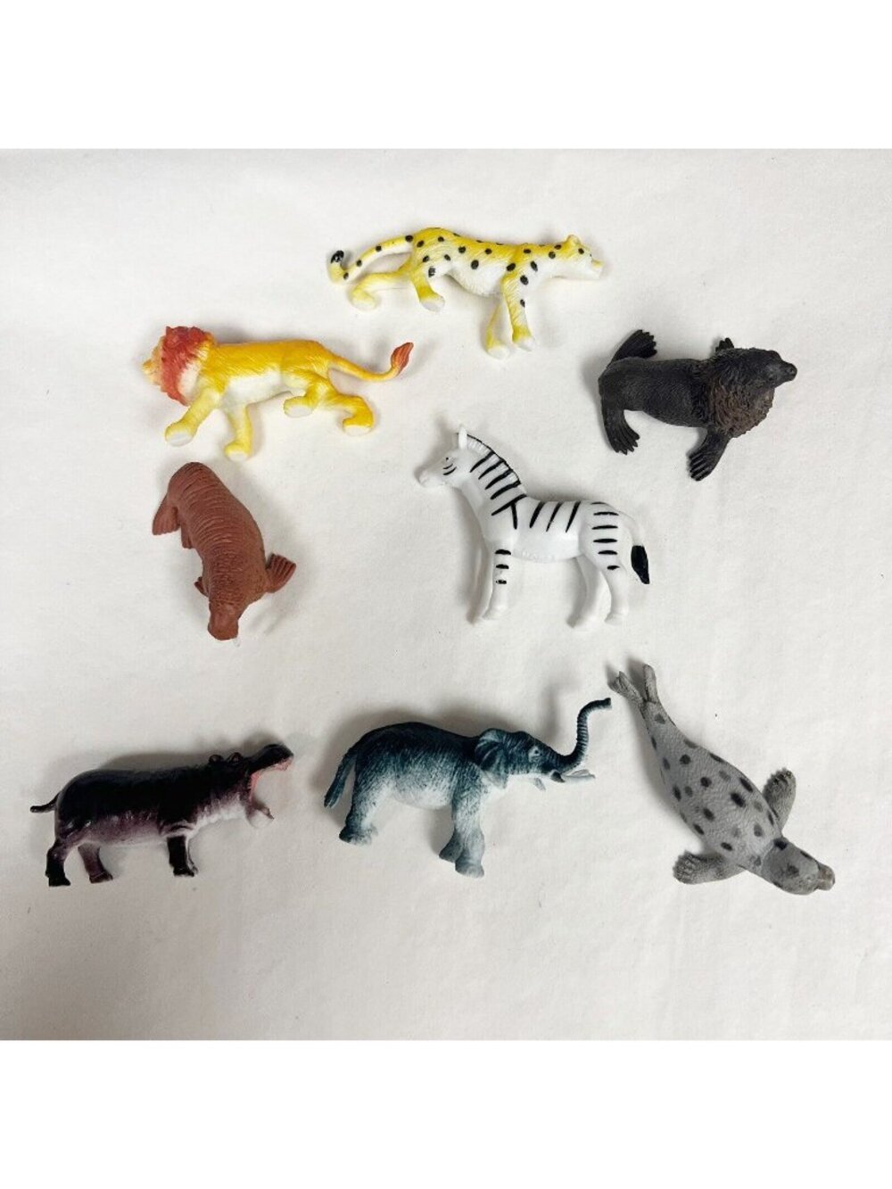 ZOO ANIMALS TOY PLAYSET  ZEBRA TIGER LION Seal Sea-lion Cheetah Elephant  Hippo